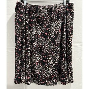 Vintage Sag Harbor Womens Stretch Flounce Skirt Boho Pink Floral Geo‎ Artsy -PXL